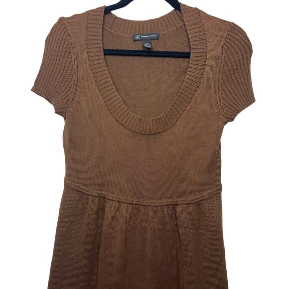 INC Sweater DressBrown Size Medium Silk Cotton Blend Short Sleeve Vintage 90s - Picture 3 of 7